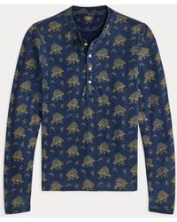 RRL - Floral Cotton-Linen Henley - Lyst