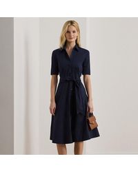 Ralph Lauren - Ralph Lauren Belted Cotton-blend Shirtdress - Lyst