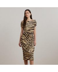 Ralph Lauren - Off-Shoulder Jurk Met Gesp En Print - Lyst