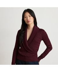 Ralph Lauren - Cable Cotton-Blend Shawl-Collar Jumper - Lyst
