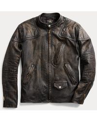 RRL - Slim Fit Leather Moto Jacket - Lyst