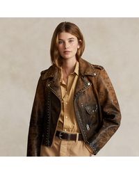 Ralph Lauren - Studded Leather Moto Jacket - Lyst