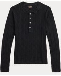 RRL - Ralph Lauren Cotton Pointelle Henley Shirt - Lyst
