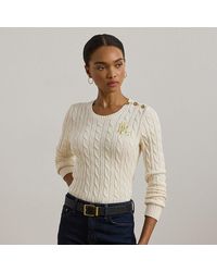 Ralph Lauren - Maglia in cotone a trecce con bottoni - Lyst