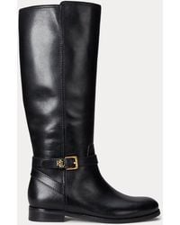 Ralph Lauren - Stivali alti Brooke II in pelle brunita - Lyst