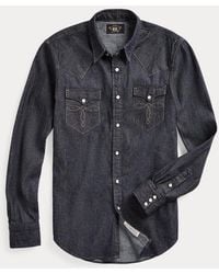 RRL - Slim Fit Denim Western Shirt - Lyst