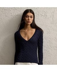 Ralph Lauren - Pull Col En V Torsadé En Soie - Lyst