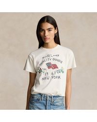 Polo Ralph Lauren - Katoenen T-shirt Met Geborduurde Vlag - Lyst