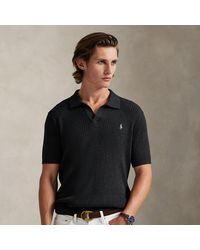 Polo Ralph Lauren - Rib-Knit Cotton Johnny-Collar Polo Shirt - Lyst