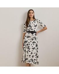 Ralph Lauren - Abito medio in cotone stretch a fiori - Lyst