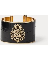 Ralph Lauren - Ralph Lauren -Plated Logo Leather Cuff Bracelet - Lyst