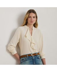 Ralph Lauren - Ralph Lauren Ruffle-Trimmed Georgette Tunic - Lyst