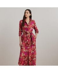 Ralph Lauren - Ralph Lauren Floral Checked Linen Shirtdress - Lyst