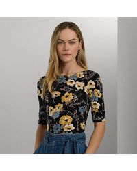 Lauren by Ralph Lauren - Floral Stretch Cotton Boatneck T-shirt - Lyst