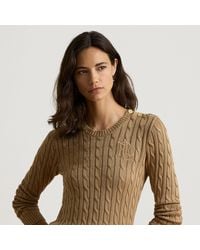 Ralph Lauren - Button-Trim Cable-Knit Jumper - Lyst