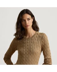 Ralph Lauren - Button-Trim Cable-Knit Jumper - Lyst