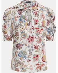Blusa en georgette floral Polo Ralph Lauren de Tejido sintético Mujer Ropa de Camisetas y tops de Blusas 