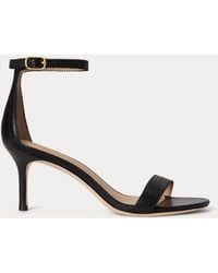 Ralph Lauren - Allie Mid-Heel Perforated Leather Sandal - Lyst