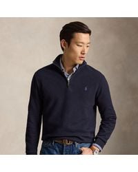 Polo Ralph Lauren - Mesh-Knit Cotton Quarter-Zip Jumper - Lyst