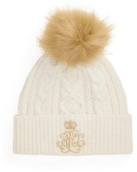 Ralph Lauren - Berretto a trecce ricamato con pompon - Lyst