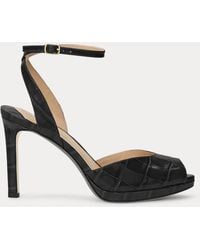 Ralph Lauren - Kyla Crocodile-Embossed Leather Sandal - Lyst