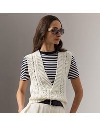 Ralph Lauren - Cable-Knit Cotton-Silk Sleeveless Jumper - Lyst