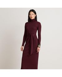 Ralph Lauren - Tie-Front Cotton-Blend Roll Neck Dress - Lyst