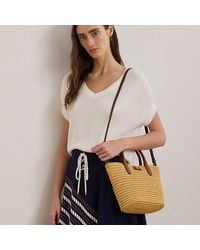 Ralph Lauren - Woven Straw Medium Brie Tote Bag - Lyst