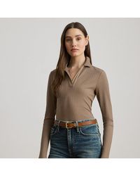 Ralph Lauren - Langärmliges, Geripptes Polo-Oberteil - Lyst