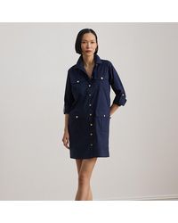 Ralph Lauren - Cotton-Blend Roll-Tab-Sleeve Shirtdress - Lyst
