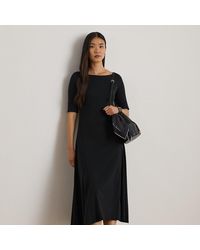 Ralph Lauren - Stretch Cotton Midi Dress - Lyst