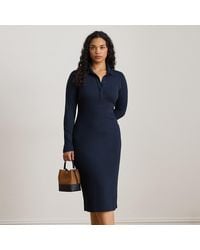 Ralph Lauren - Ralph Lauren Rib-Knit Cotton-Blend Polo Dress - Lyst