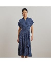 Ralph Lauren - Ralph Lauren Geo-Print Belted Crepe Dress - Lyst