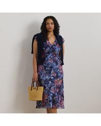 Ralph Lauren - Ralph Lauren Print Ruffle-Trim Georgette Midi Dress - Lyst