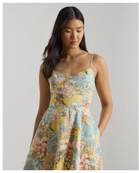 Ralph Lauren Ivanna Floral Gauze Evening Dress in Blue | Lyst