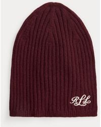 Ralph Lauren - Berretto a coste in cashmere con logo - Lyst