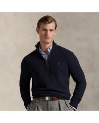 Polo Ralph Lauren - Mesh-Knit Cotton Quarter-Zip Sweater - Lyst