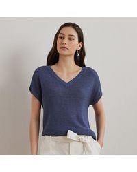 Ralph Lauren - Maglia in misto lino con scollo a V - Lyst