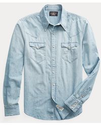 RRL - Slim Fit Chambray Western Shirt - Lyst