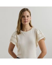 Ralph Lauren - Maglia in jersey con maniche a volant - Lyst