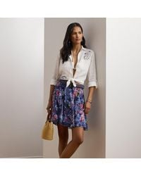 Ralph Lauren - Mini-Jupe En Georgette Froissée À Motif - Lyst