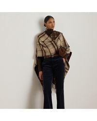 Ralph Lauren - Ralph Lauren Plaid & Logo Jacquard Reversible Ruana - Lyst