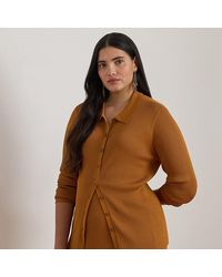 Ralph Lauren - Ralph Lauren Rib-Knit Long-Sleeve Polo Cardigan - Lyst