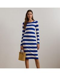 Ralph Lauren - Abito in misto cotone a coste con righe - Lyst