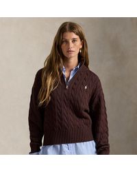 Polo Ralph Lauren - Cable-Knit Cotton Quarter-Zip Jumper - Lyst