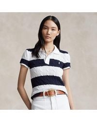 Ralph Lauren - Slim Fit Cable-knit Polo Shirt - Lyst