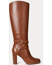 Ralph Lauren - Ralph Lauren Collins Calfskin Tall Boot Heel - Lyst