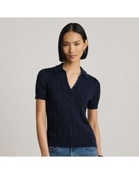 Ralph Lauren - Cable Cotton-Blend Short-Sleeve Jumper - Lyst