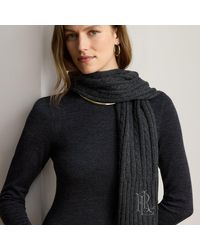 Ralph Lauren - Embroidered-Logo Cable-Knit Scarf - Lyst