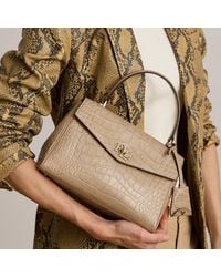 Ralph Lauren - Croc-Embossed Small Farrah Soft Satchel - Lyst